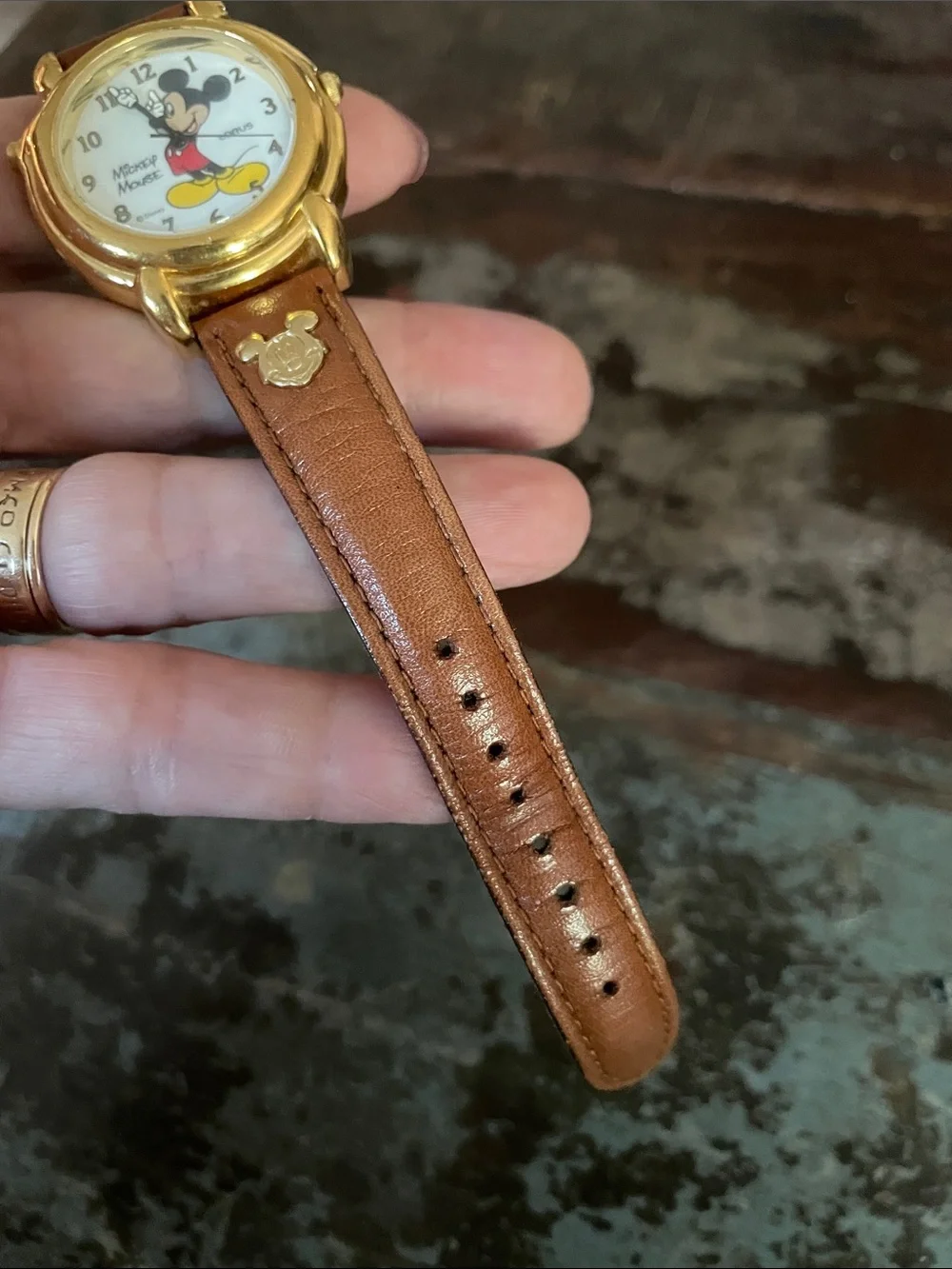 Vintage and Rare Talking Lorus Mickey Mouse Women's Brown Leather Watch